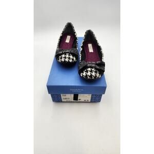 Vera Wang Simply Vera Madison Glitter ballet Flats Black & White size 6.5 W/ Bow